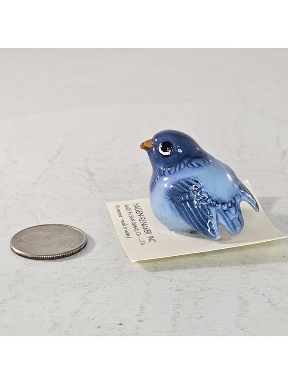 Vintage Hagen Renaker Blue Bird Miniature Figurine On Original Card #167 - Picture 8 of 8